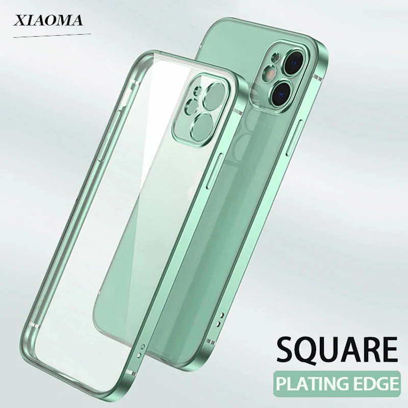 Роскошный прозрачный чехол с квадратной рамкой для iPhone 12 11 Pro Max Mini SE 2020 x xs xr 6 6S 7 8