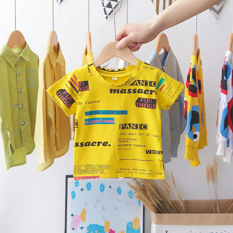 

Summer Baby Boy Clothes Kids Short Sleeve t-shirt+shorts 2pcs Set letter pattern boys clothing children clothing set