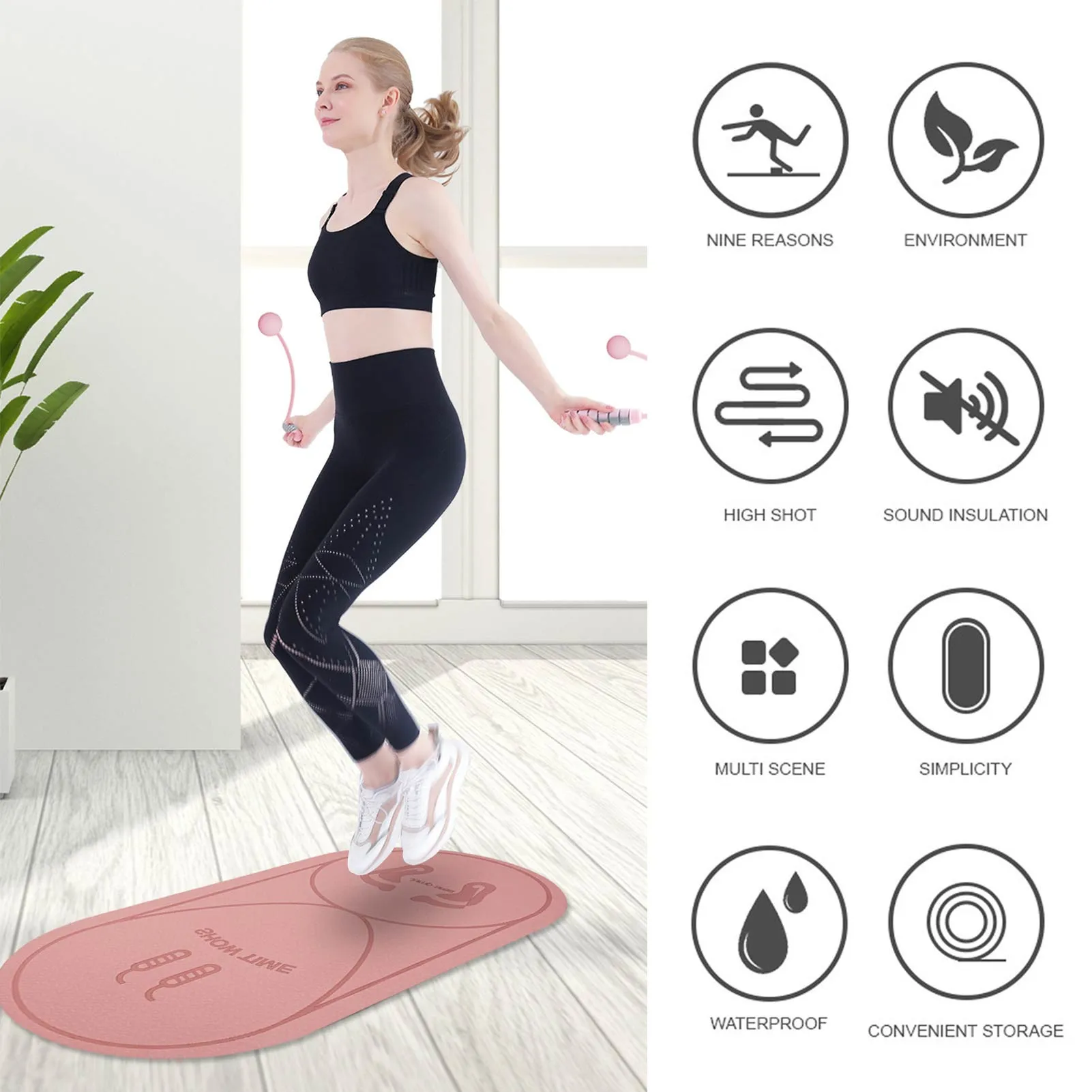 

Rope Skipping Mat Sound Insulation And Shock Absorption Home Fitness Aerobics Dance Motion Cushioning Mute Yoga Mat