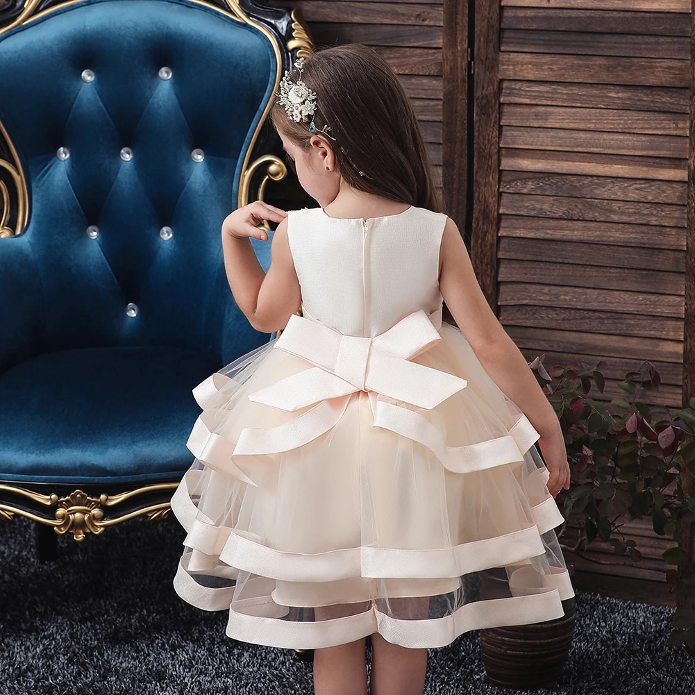 2018 Kids Elegant Pearl Cake Princess Dress Girls Dresses For Wedding Evening Party Embroidery Flower Girl Clothes | Детская одежда и