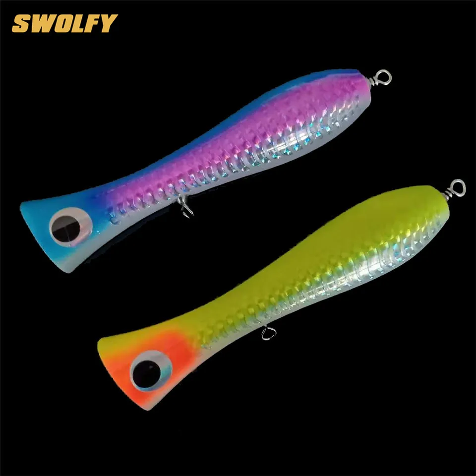 SWOLFY Поппер рыболовная приманка 115 г/200 мм 4 цвета топвотер жесткая тройные Крючки