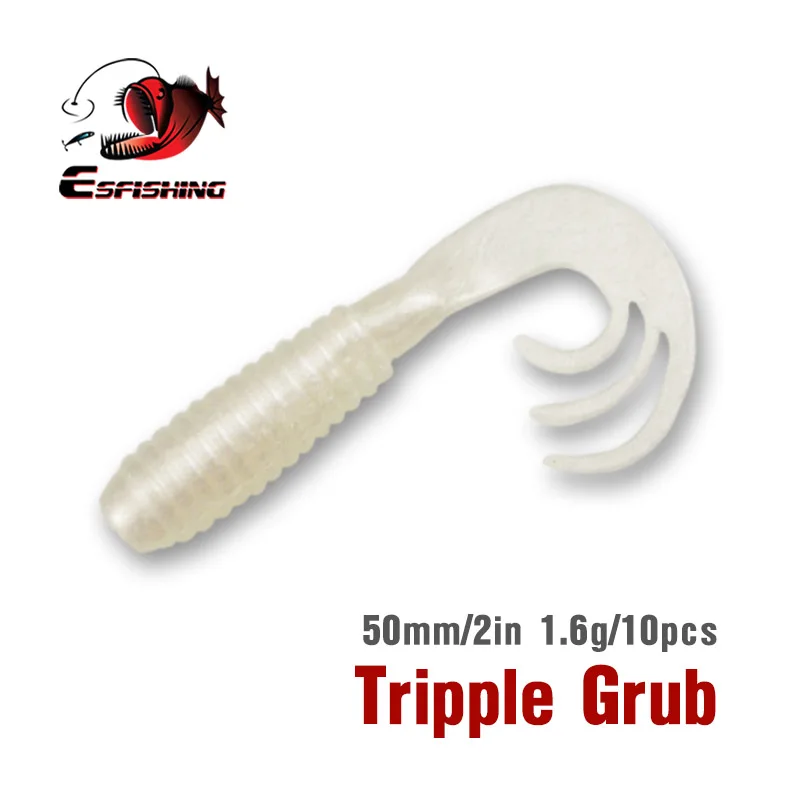KESFISHING приманки 10 шт (5 см)/1 6g тройной для рыбалки в форме личинок мягкий