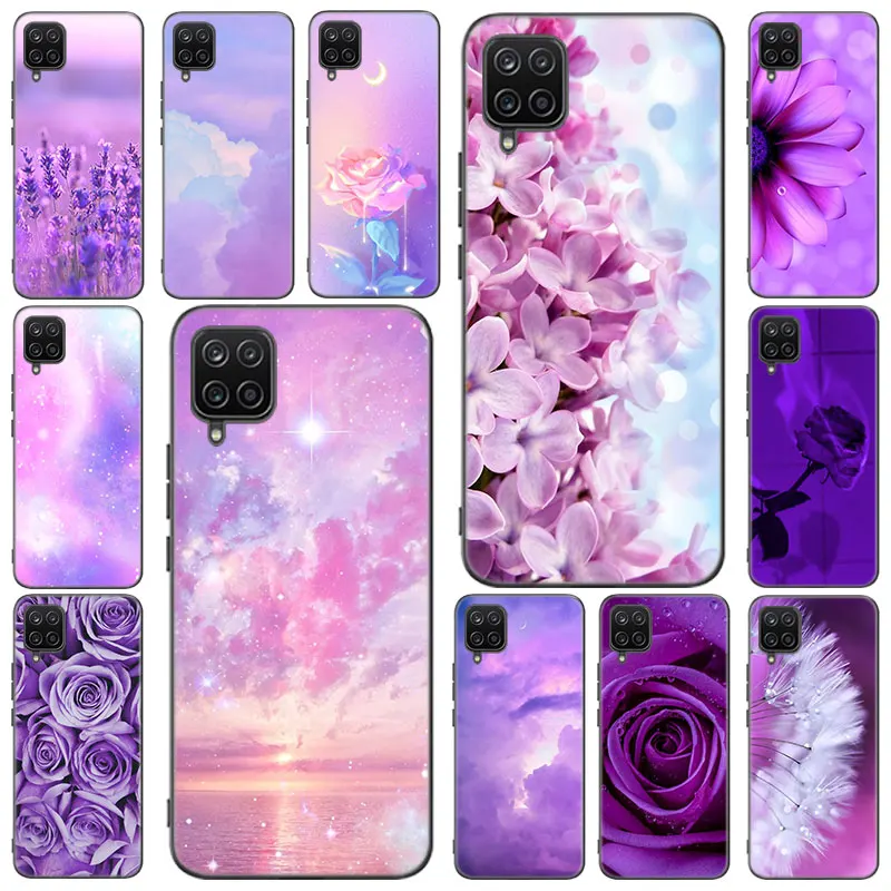 Чехол Kawaii небесно-Лавандовый с фиолетовыми цветами для Samsung M12 M32 M21 M51 M11 M30S M31S Note 10