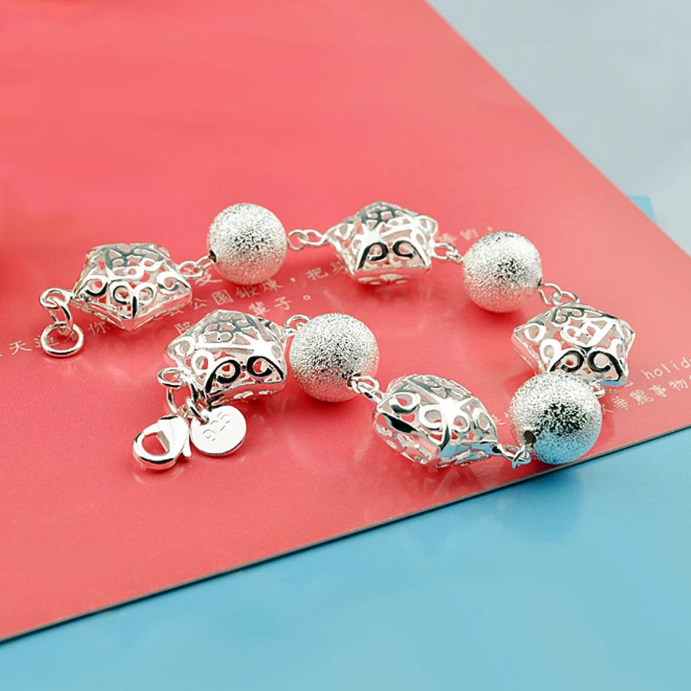 Женский широкий браслет из серебра 925 пробы с полыми шариками 12 мм | Украшения и