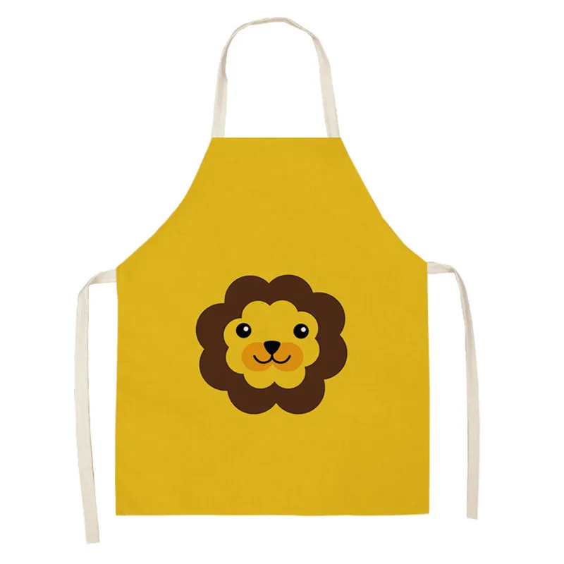 

Linen Flower Cartoon Animal Print Kitchen Aprons Unisex Dinner Party Cooking Bib Funny Pinafore Cleaning Aprons Chef Tablier