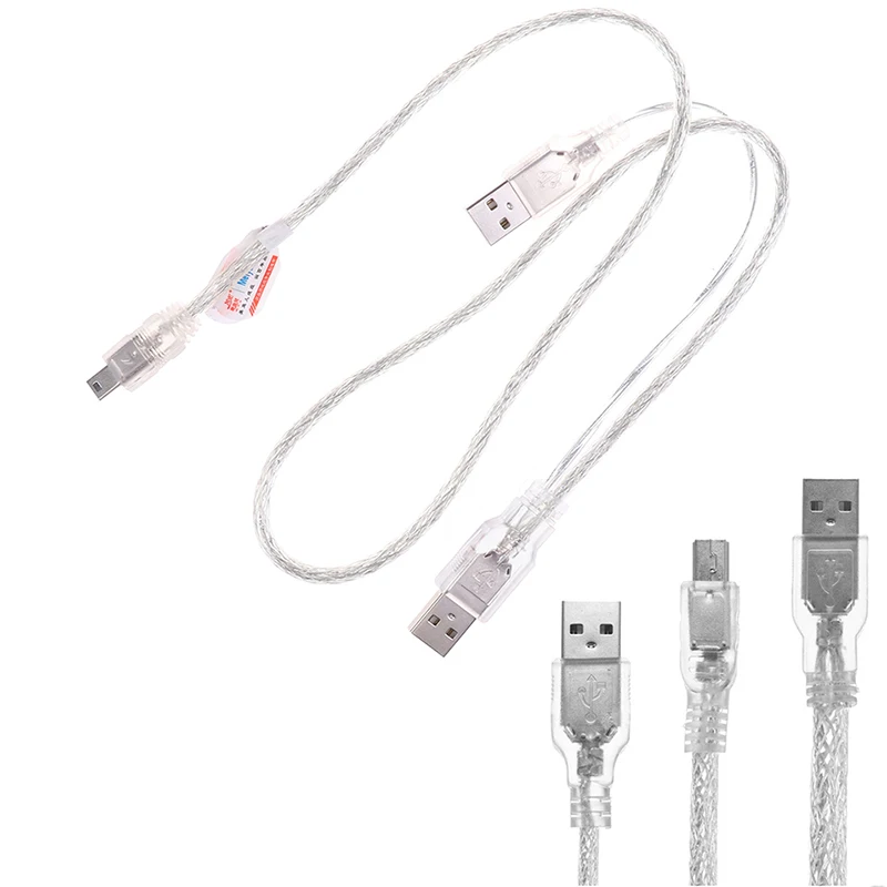Двойной USB 2 0 A штекер Mini B 5 Pin Мужской кабель для передачи данных жесткого диска HDD 1