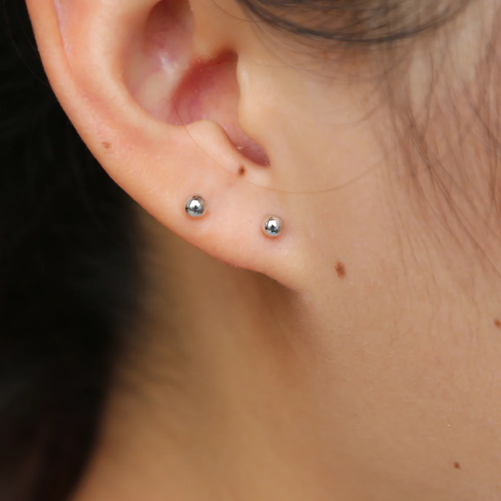 Новинка милые 2 мм 3 крошечные гладкие круглые настоящее 925 пробы серебряные