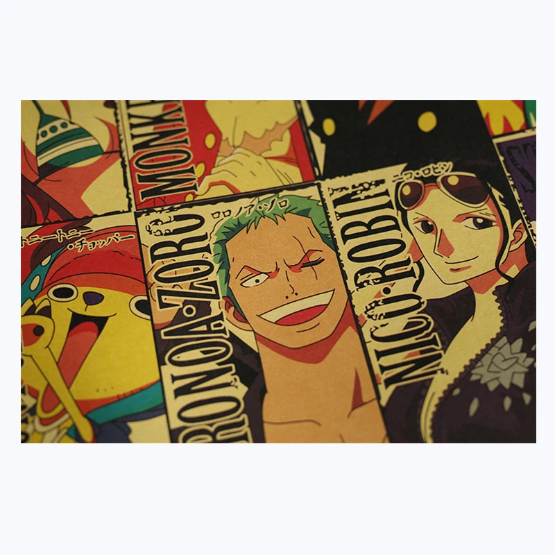 Коллекция аниме персонажей винтажный постер декор для комнаты Луффи наклейки