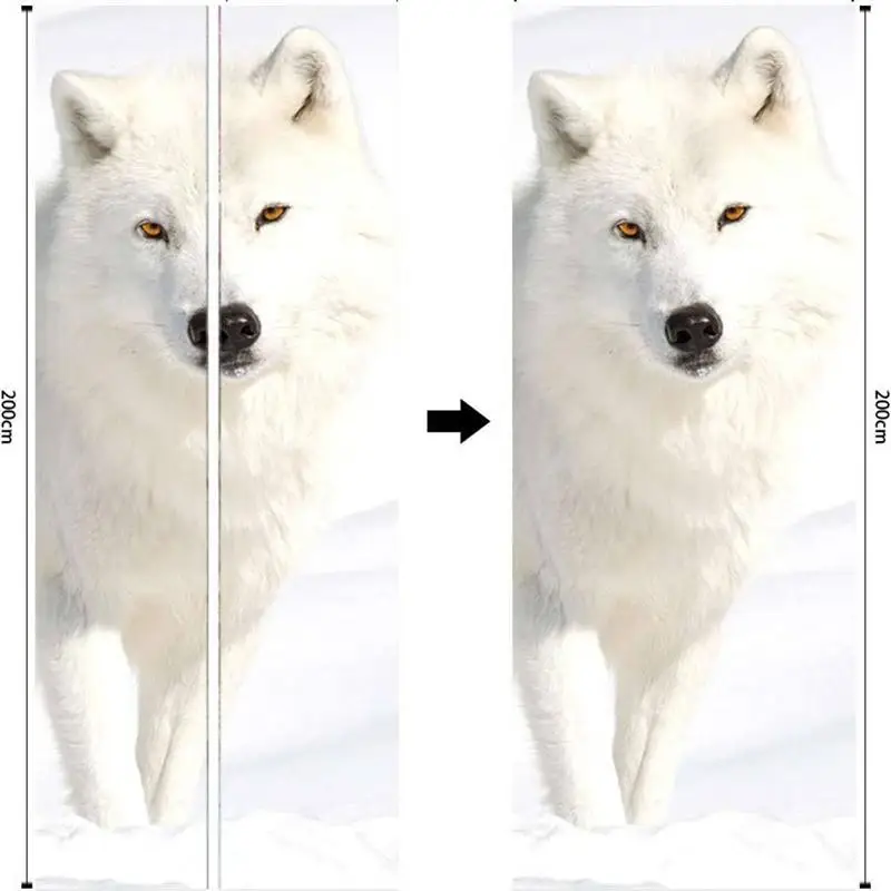 2 шт белая Лисичка узор наклейка на дверь милые обои шикарная Наклейка стену