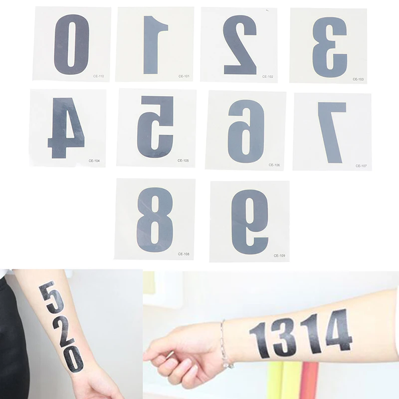 2 шт./компл. временная татуировка Funs с цифрами алфавита водонепроницаемая для рук