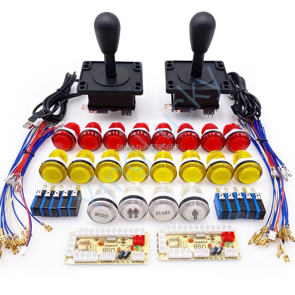 Аркадный джойстик DIY kit с американской джойстика светодиодный Кнопка usb датчик