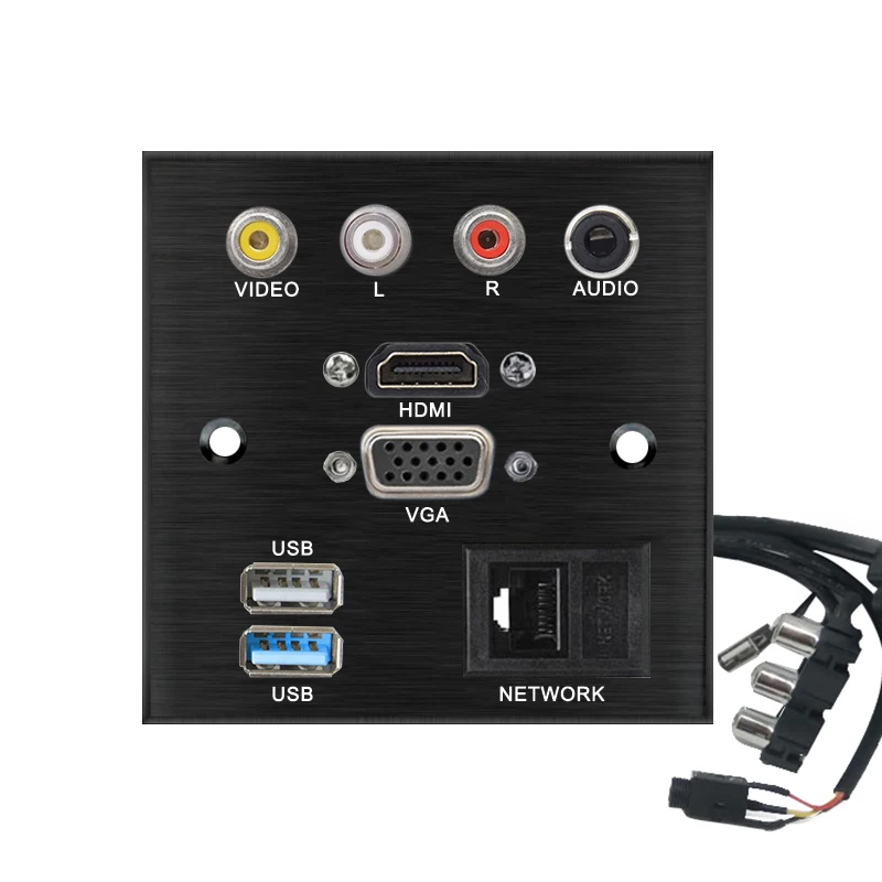 Cabo de Extensão de Liga de Alumínio Placa de Conector Compatível com Vga Hdmi Vídeo Audio Usb l r