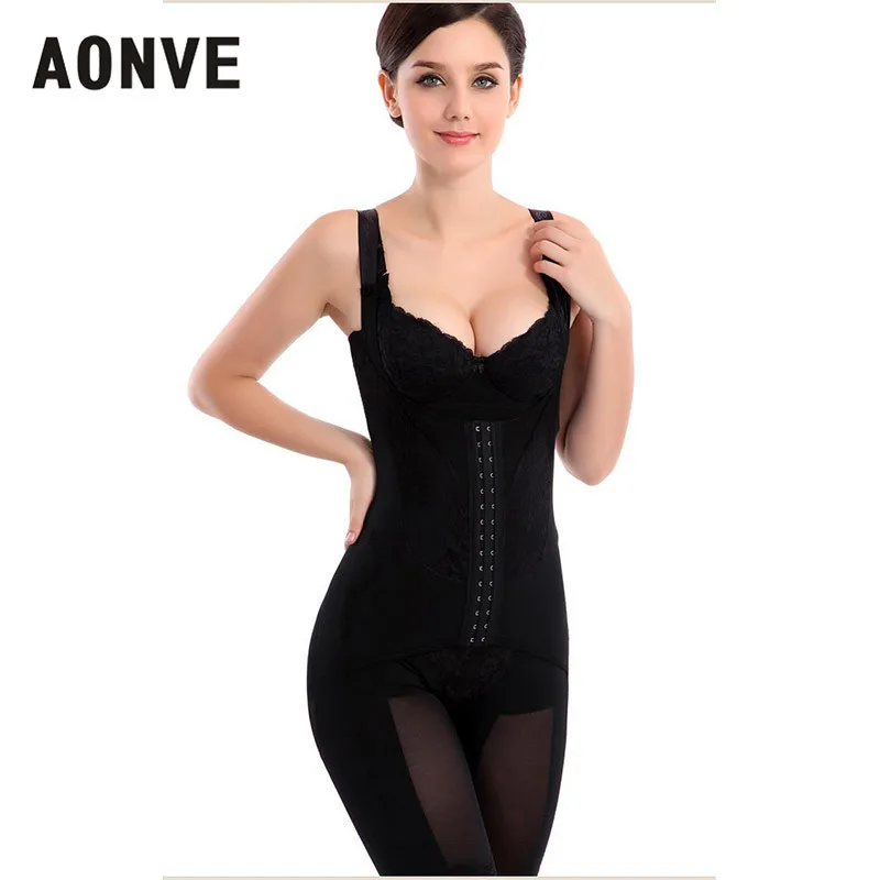 AONVE Women Bodysuit Slimming Sheath Corset Modeling Strap Shaperwear Lace Sexy Body Shaper With Zipper Waist Trainer