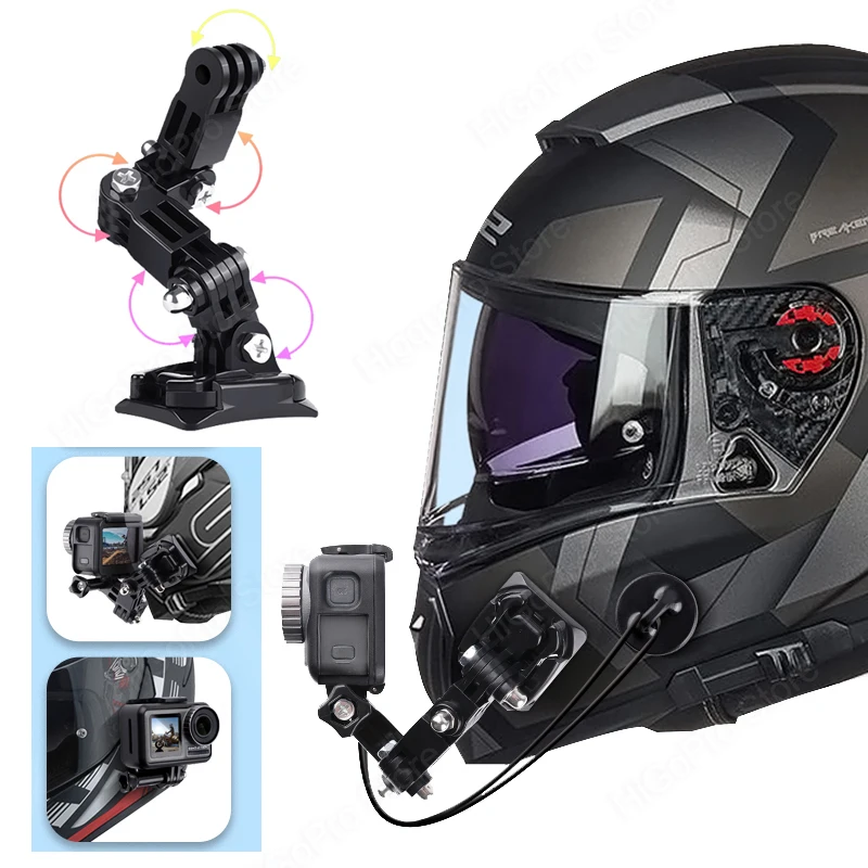 Helmet Strap Mount For Gopro Hero 10 9 8 7 6 5 4 3 Motorcycle Yi osmo Action Sports Camera Mount Full Face Holder Accessories