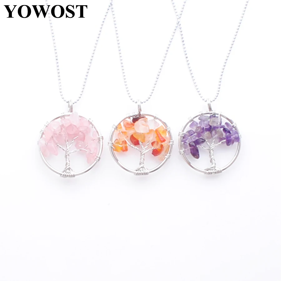 Древо жизни шелверс проволочный завернутый кулон Круглые чипсы Бусы из