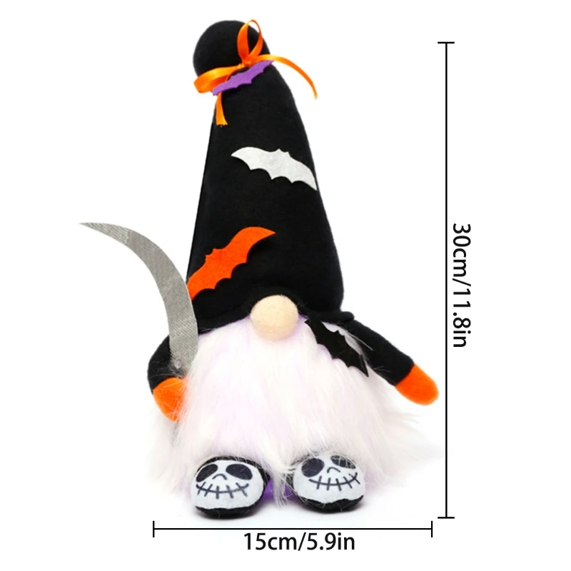 

12" Lighted Halloween Gnome Plush Doll Handmade Scandinavian Tomte Swedish Gnomes Holiday Party Decorations K0AA