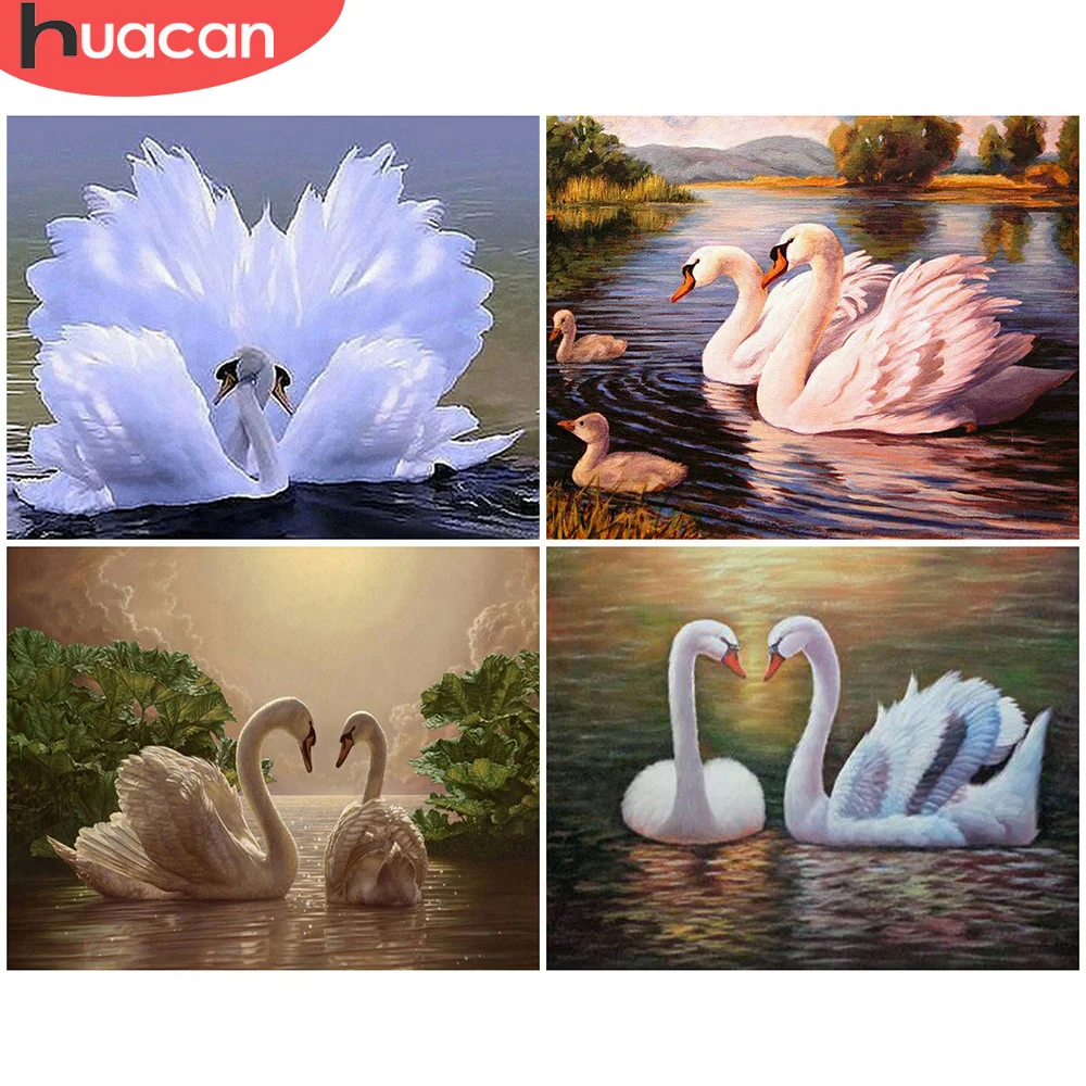 

HUACAN DIY Full Square Diamond Painting Animal Swan Mosaic Diamond Cross stitch Rhinestone Of Picture Cross Stitch Decoration
