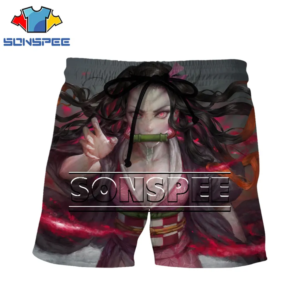 

SONSPEE Japan 3D Loli Cartoon Anime Shorts 6XL Men Woman Demon Slayer Sexy Character Kisatsutai Kamado Tanjirou Lacing Shorts