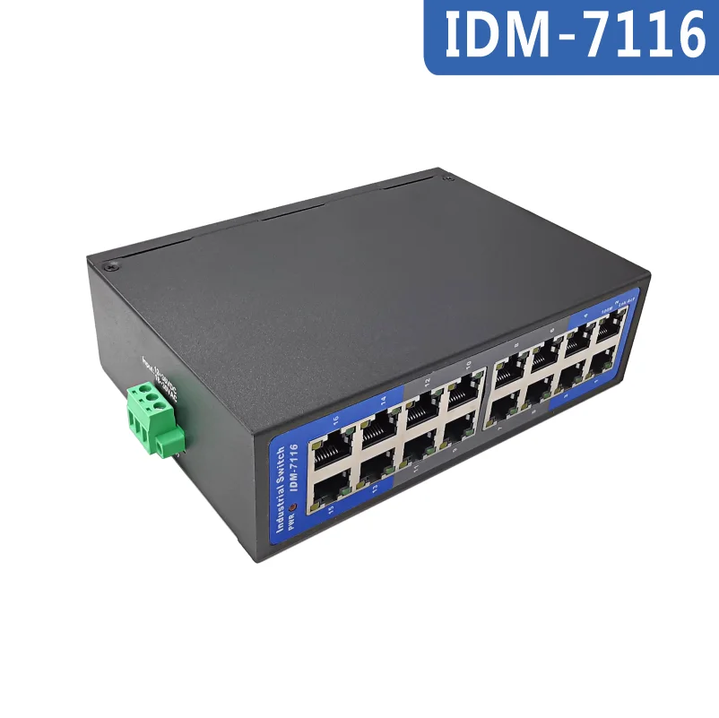 

IDM-7116 industrial switch 16-port 12V 24V 100M Ethernet switch rail installation