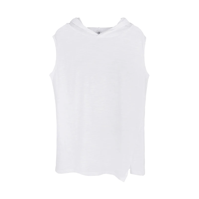 Женские футболки без рукавов с капюшоном длинные из бамбукового хлопка