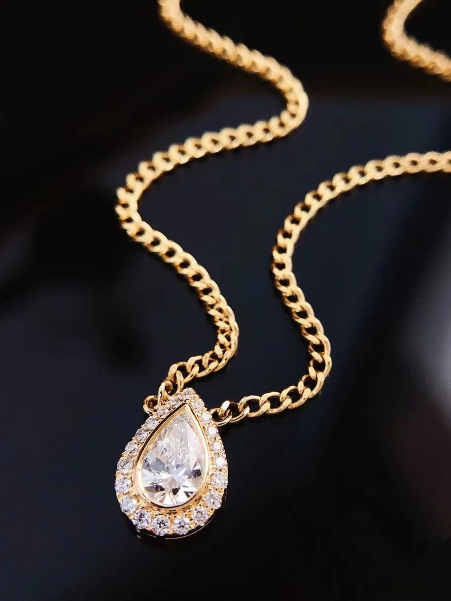 Ожерелье из настоящего золота au750/18k с натуральными бриллиантами
