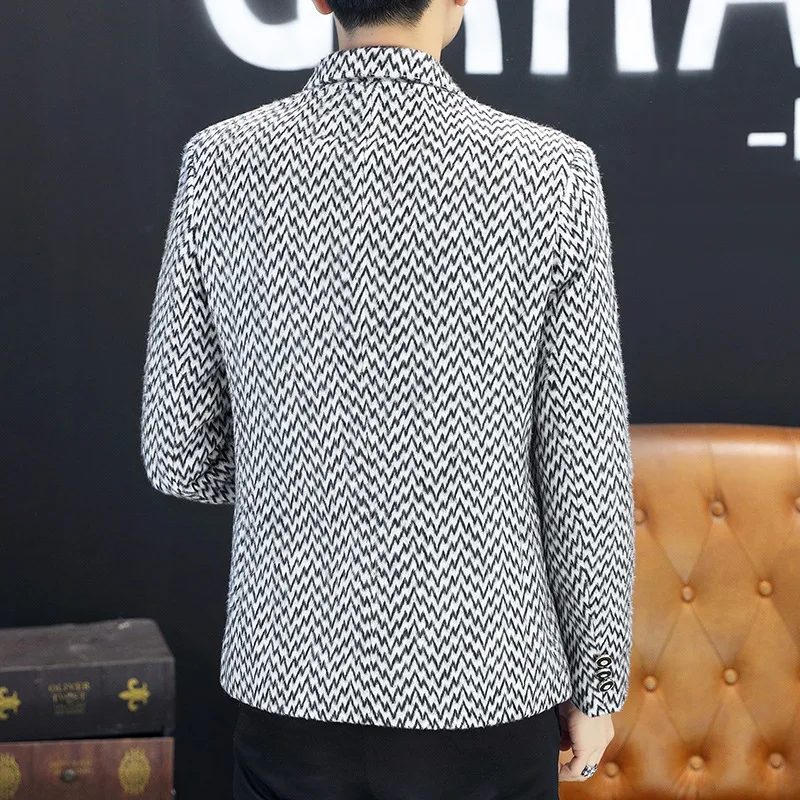 COO 2022 мужской короткий приталенный шерстяной полосатый костюм Молодежный зимний