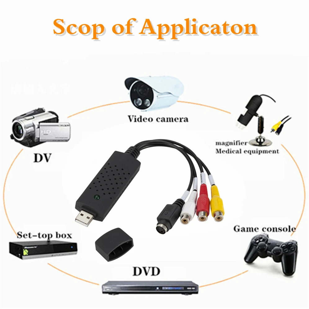 Адаптер для аудиовидео GRWIBEOU USB 2 0 переходник VHS на DVD конвертер Win7/8/XP/Vista
