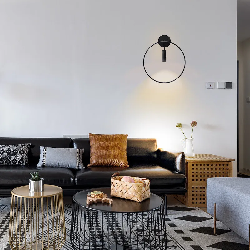 

Circular Minimalist Led Wall Lamp Living Room Bathroom Bedroom Bedside Wall Lights Deco Lamp Sconce Surface Mount Indoor Modern