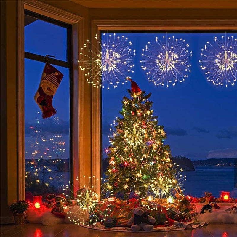 

120 LED Firework String Lights 8 Mode Explosion Star Copper Wire Fairy Light Decoration Lamp Christmas Fairy Light String Light