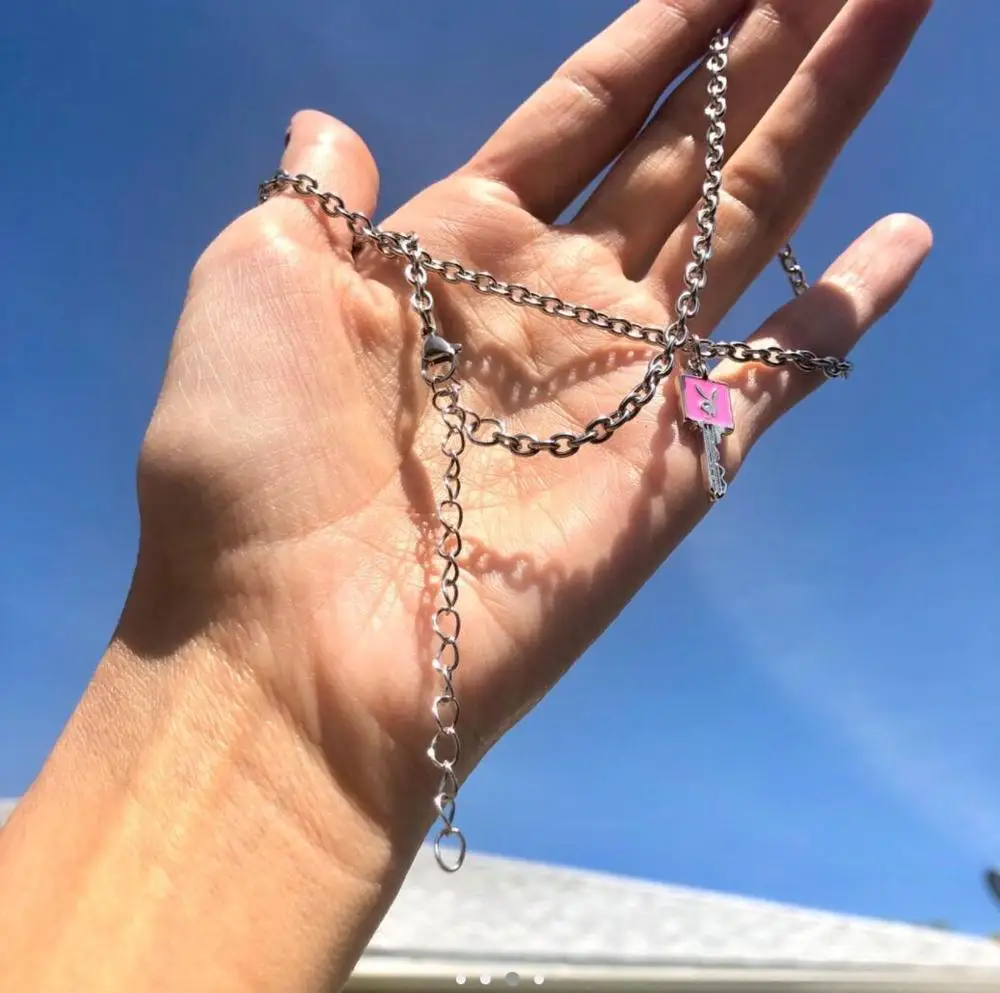 Ins Стиль Нержавеющая сталь колье с кулоном фигуркой кролика чокер для