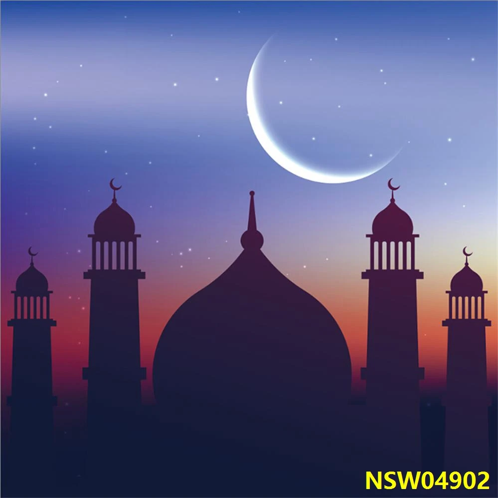 Laeacco EID Mubarak Золотая церковь луна звезды религиозные праздники узорные фото фоны