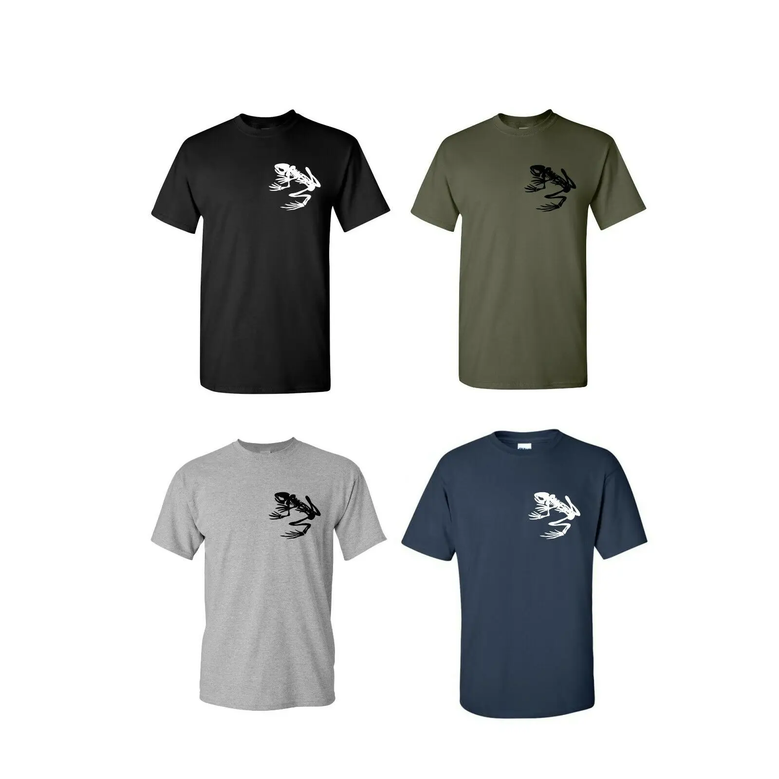 

American Commando Frog Skeleton Summer Cotton O-neck Short Sleeve T Shirt
