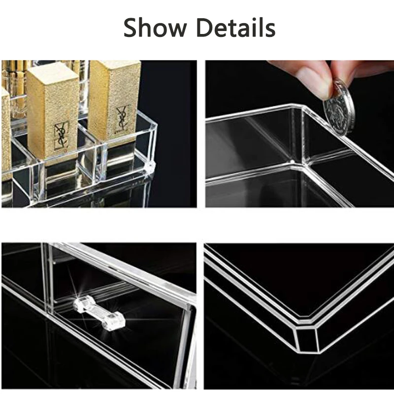 

Makeup Organizer Cosmetic Storage Box Transparent Plastic Box Organizador Acrylic Desktop Jewelry Bathroom Multifunctional