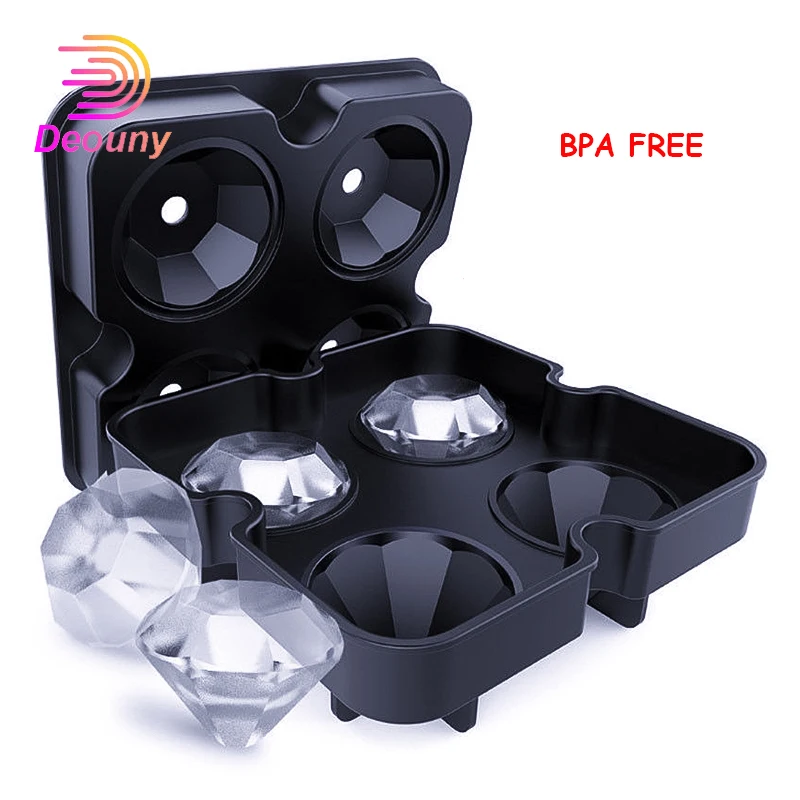 

DEOUNY Cooler Ice Cubes Trays Silicone Diamond Mold For Cocktail Whiskey Wine Ice Ball Maker With Reusable And BPA Free Bar Tool
