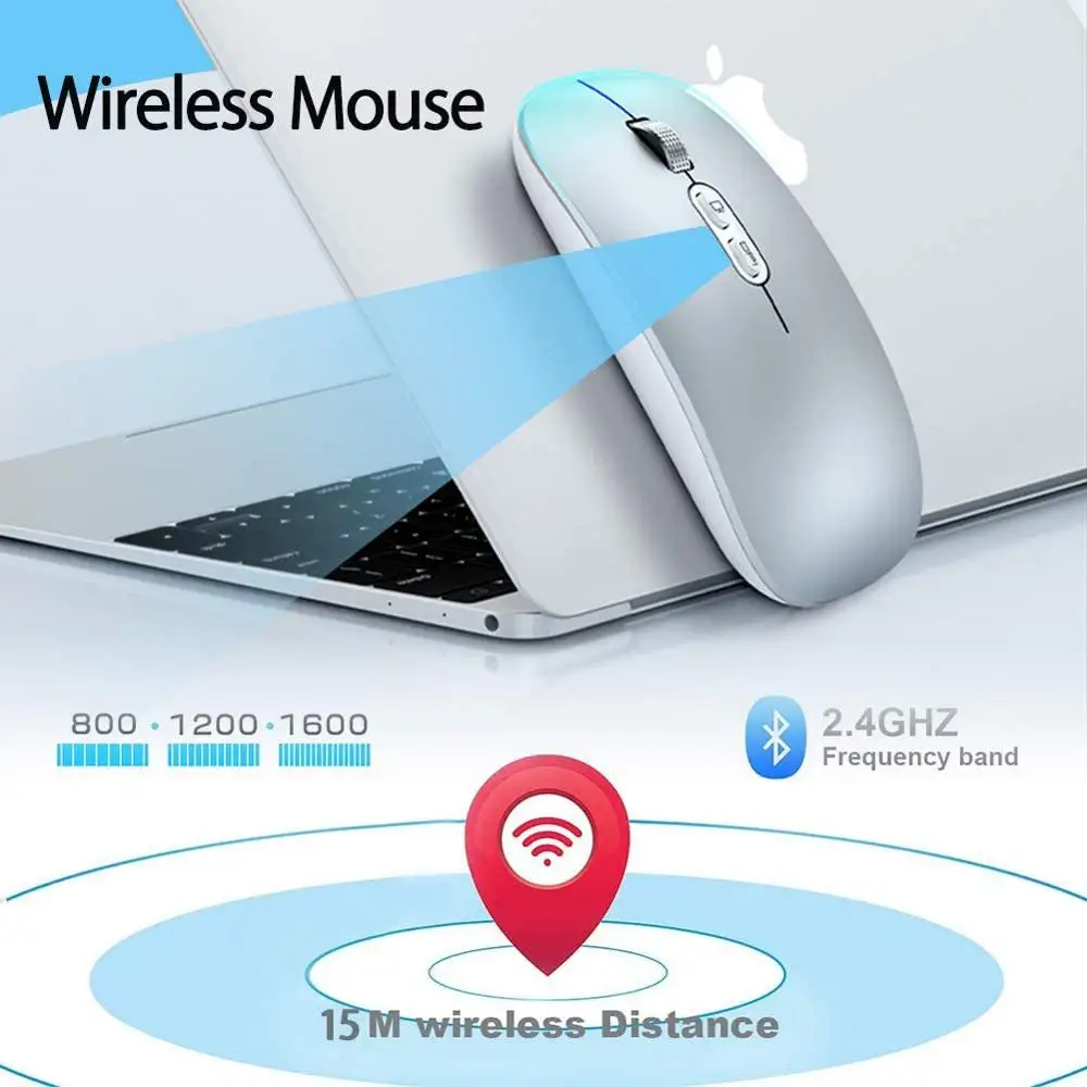 wireless bluetooth mouse slim dual modebluetooth5 0 2 4g wireless rechargeable wireless mice 3 adjustable dpi for laptop mac free global shipping