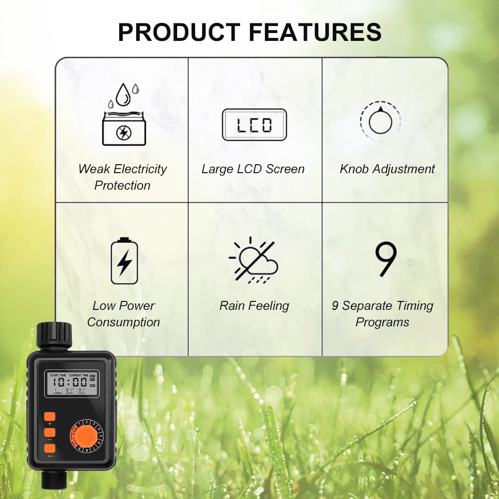 

KKmoon Electronic Irrigation Regulator Automatic Irrigation Timer with LCD Screen Waterproof Sprinkler Control Irrigation Tool