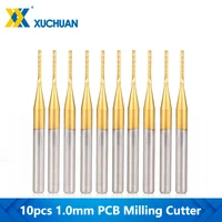 10pcs 0 8 3 175mm titanium coated carbide pcb milling cutter cnc router bits corn end mill for pcb machine milling tool