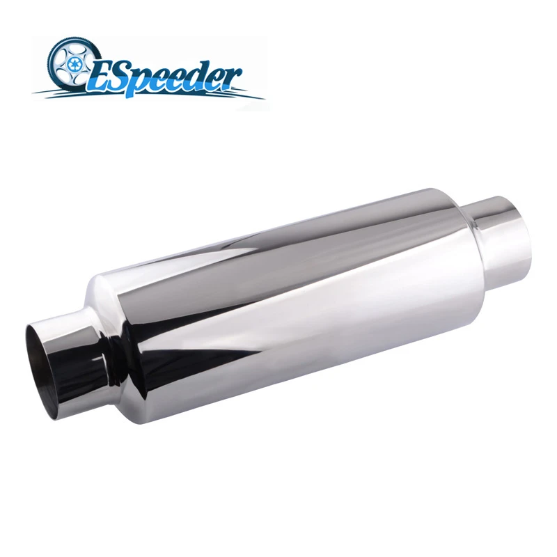 

ESPEEDER 2.0"Inlet To 4"Outlet 51cm Car Exhaust Pipe Muffler Tail Pipe Stainless Steel Silencer Tail Pipe Muffler Resonator