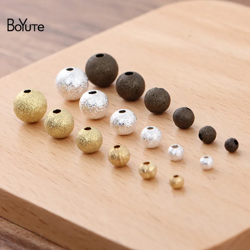 

BoYuTe (500 Pieces/Lot) 3.2-4-5-6-7-8 MM Metal Brass Frosted Beads Diy Beads Jewelry Making Materials Wholesale