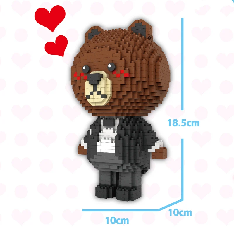 

PZX Mini Building Blocks Cute Bear Rabbit Diamond Blocks Bricks DIY Cartoon Toys Anime Figures for Children Gift Valentine 8836