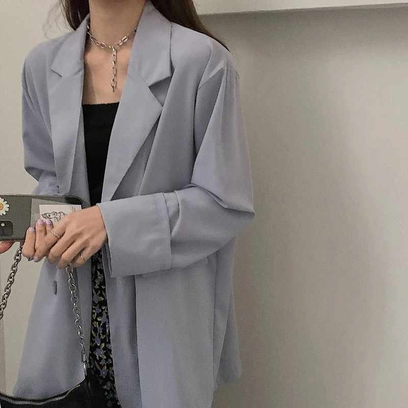 

Blazers Womens Loose Korean Style Streetwear Chic Elegant Casual Female Outwear New Stylish Fashion Thin Daily Clothing