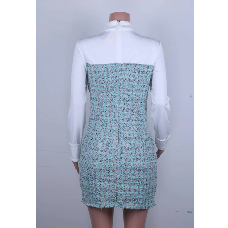 

Elegant Women Bodycon Blazer Dress Plus Size Ladies Button White Dress Sexy Female Turn Down Collar Patchwork Pocket Dress 3XL