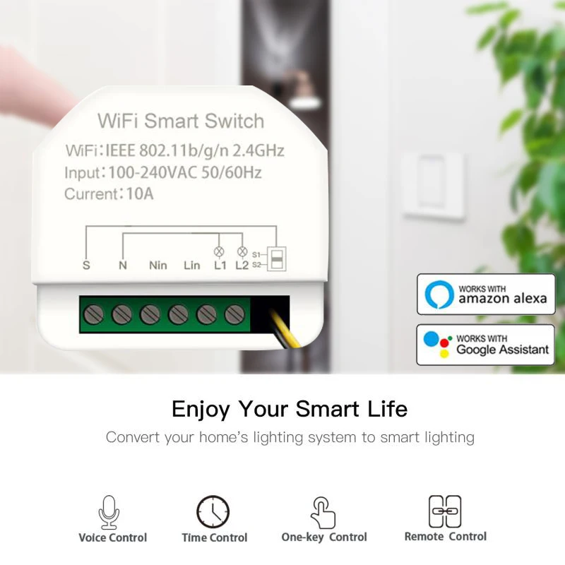 

Умный переключатель Tuya для дома, умный выключатель с двумя клавишами, 100-240 В переменного тока, с Wi-Fi, для Alexa Google Home