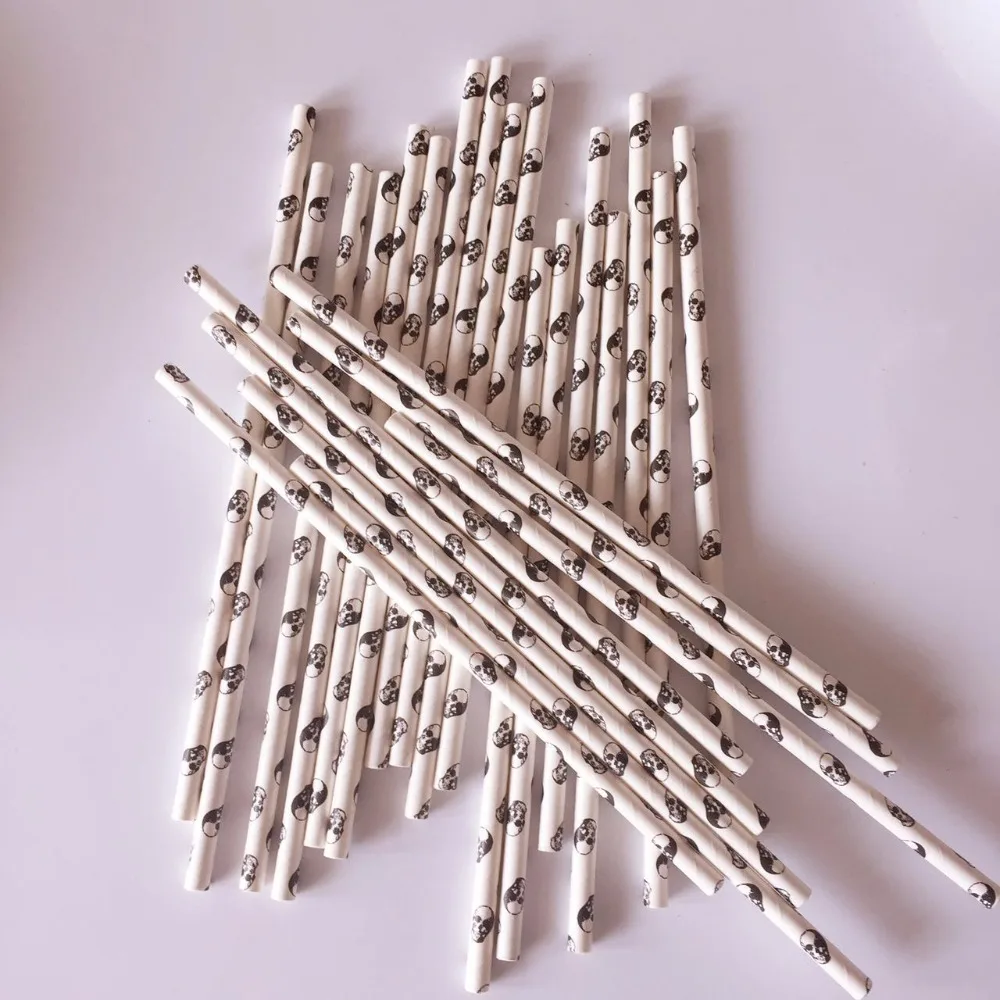 Бумажные экологически чистые соломинки для напитков 25 шт. узор в виде головы