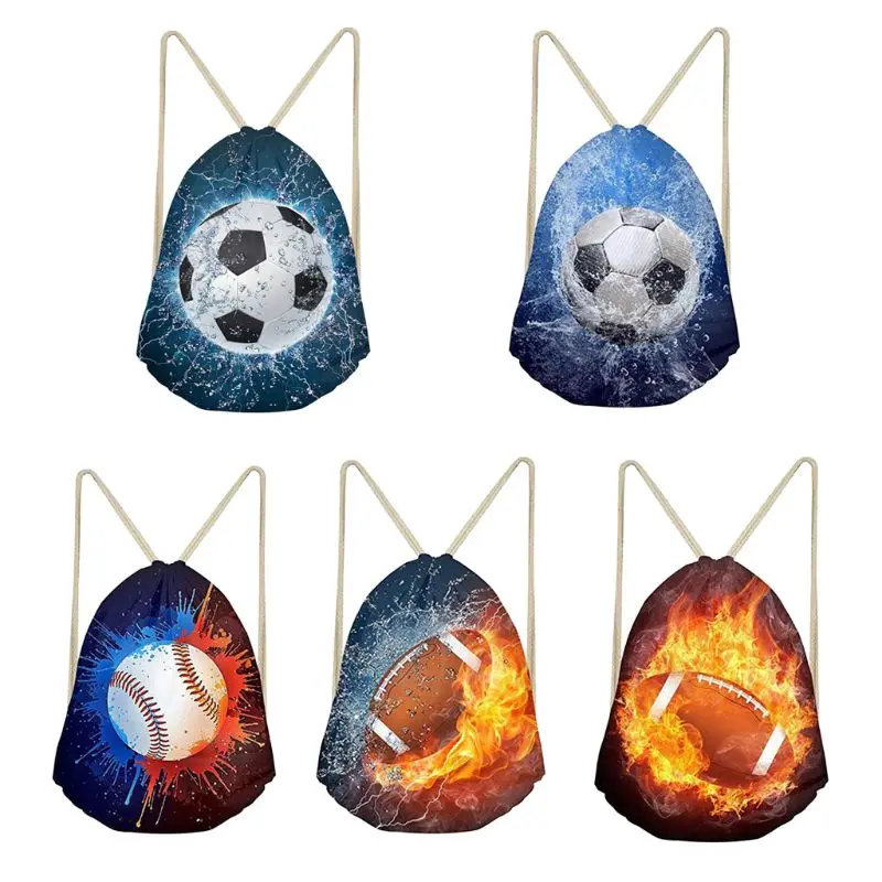 

Portable Gym Sports Drawstring Bag Polyester Backpack Football Tennis Printing G99D