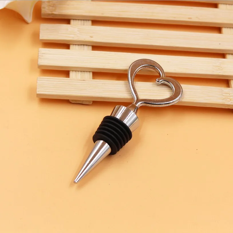 50 шт. простая элегантная хромированная пробка для бутылки с сердцем в подарочной