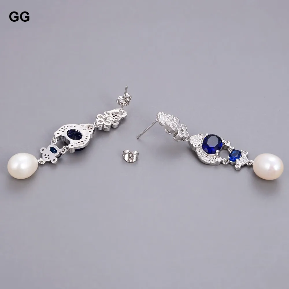 Серьги GG Jewelry с белым жемчугом 2 3 дюйма и кубическим цирконием-серебряный крючок