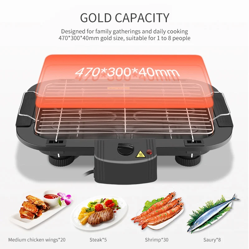 Портативная Домашняя электрическая духовка 2000 Вт Бездымная домашняя