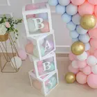 Прозрачные коробки с белыми буквами, украшение на свадьбу, день рождения ребенка, исповедь, день рождения, композиция сделай сам, воздушный шар, подарочная коробка