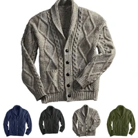 mens chunky collar cardigan sweater buttons knitted coat jacket warm knitwear us